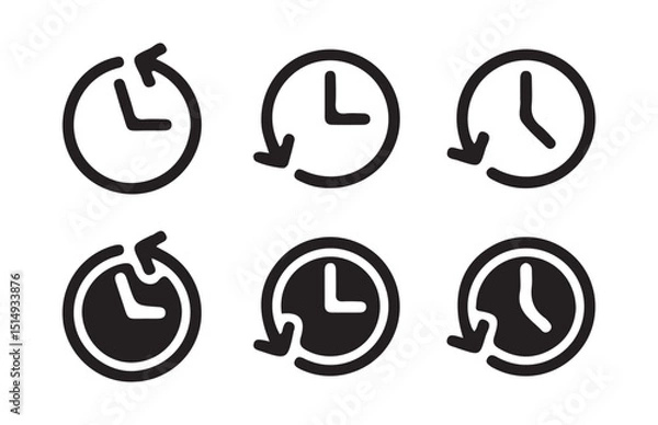 Fototapeta Set of account history icons. Account history, clock, time. Countdown time, Circle arrow icon.Vector illustration.