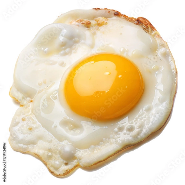Fototapeta Sunny-Side Up: A close-up shot of a single, perfectly cooked fried egg, with a vibrant yellow yolk and delicate, lightly browned whites. A culinary delight.