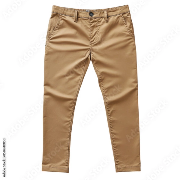 Fototapeta Stylish khaki trousers featuring slim fit design and modern look suitable for casual and formal occasions transparent background, cutout PNG