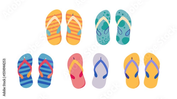 Obraz flip flops vector set