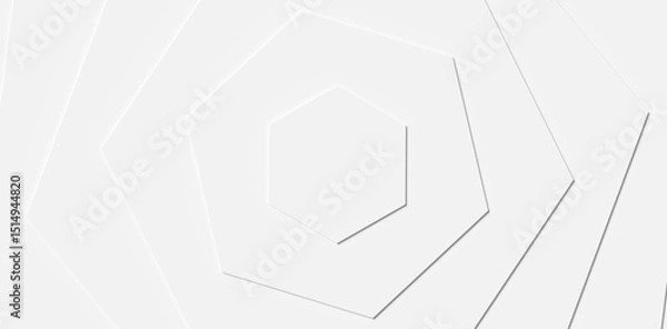 Obraz Modern minimal white stacked rotating honeycomb or hexagon geometrical pattern background close up with copy space