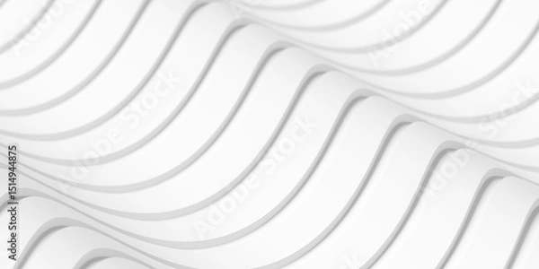 Fototapeta Row of white inset smooth curves or waves geometry background wallpaper banner, selective focus