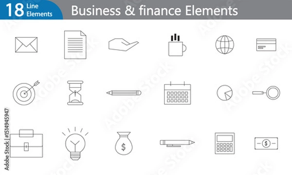Fototapeta Business & Finance Elements - Black Line Art Vector Set (EPS)
