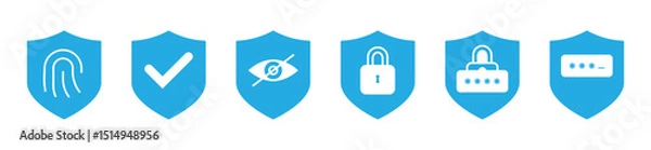 Obraz Privacy Protection Shield Lock Icon, shield security padlock icon, digital protection lock icon, encrypted shield padlock vector, cyber security shield icon