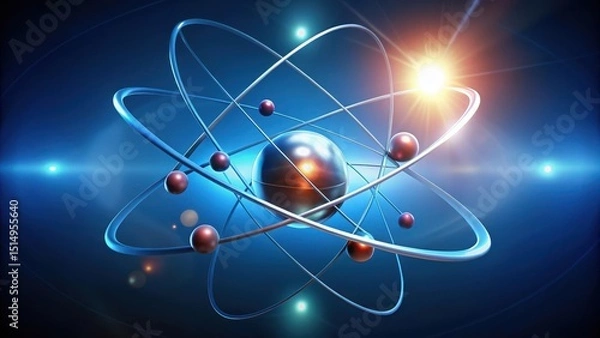Fototapeta Atom with Orbiting Electrons, electrons, atom shape,  electrons