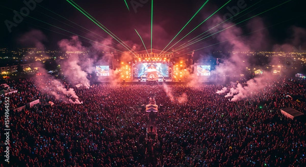 Obraz Electric Dreams Immersive Concert Experience with Laser Show and Massive Crowd