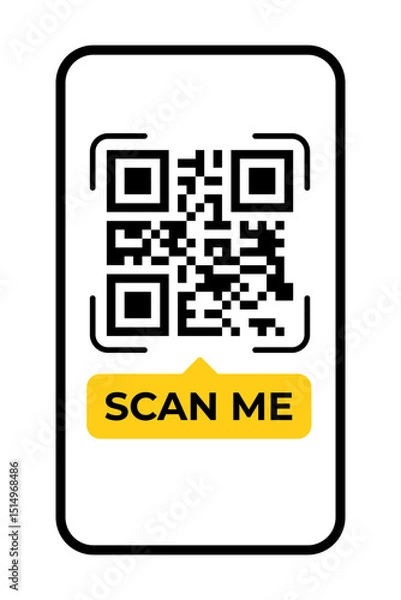 Fototapeta Smartphone Display with QR Code and "Scan Me" Button