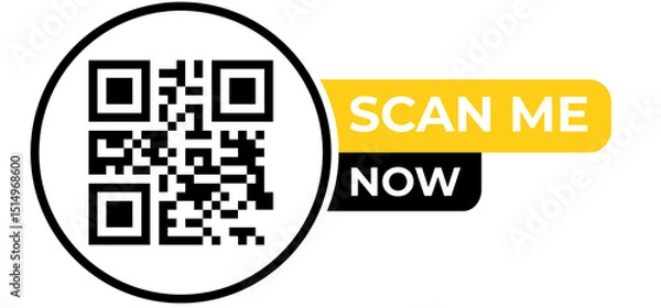 Fototapeta Modern QR Code Scan Me Now Button Graphic