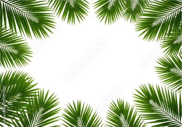 Fototapeta Palm leaves create a natural frame against a transparent background.