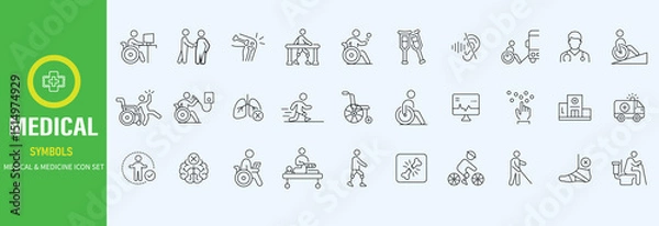Fototapeta Hospital Line Editable Icons set. Vector illustration in modern thin line style of medicine related icons doctor, ambulance, treatment, and more. Pictograms and infographics