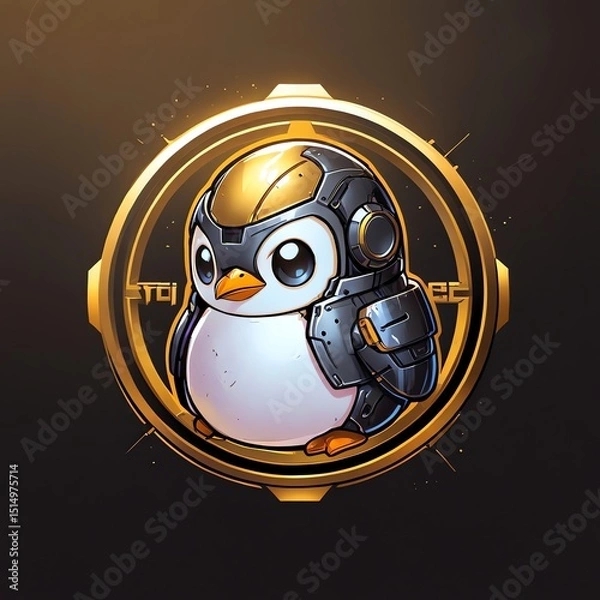 Fototapeta Cyber Penguin: A Futuristic Avian Mech