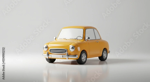 Obraz Retro Yellow Car: Nostalgic 3D Render