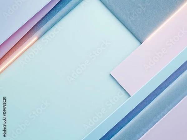 Fototapeta Geometric 3D Rendering in Azure, Sage, and Lilac