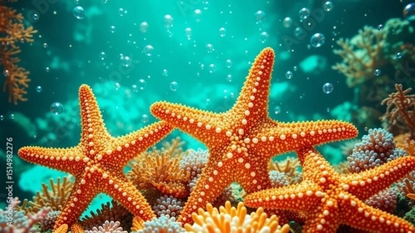Obraz Magical Starfish and Bubbles