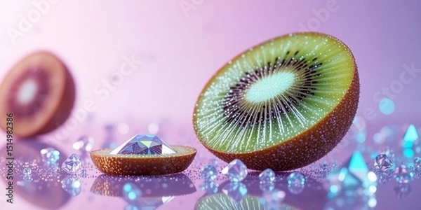 Obraz Surreal Kiwi, Diamond-Encrusted Delight