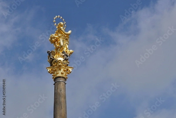 Fototapeta Golden top of the baroque Marian column (plague column) placed in Letohrad (Czech Republic) built in 1718