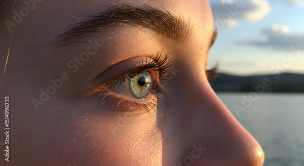Obraz Contemplation: A Close-Up of a Child's Eye at Dusk