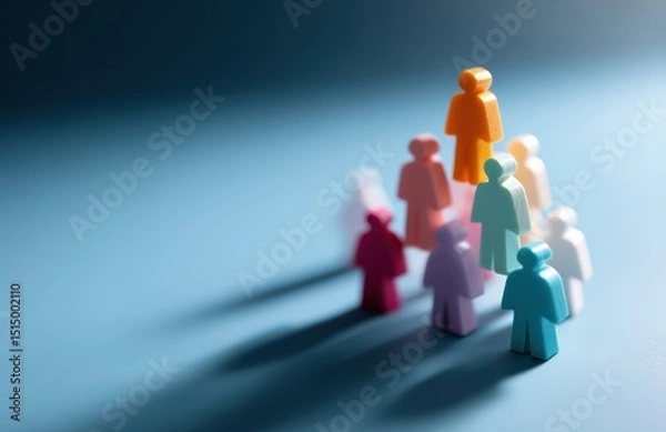 Obraz Colorful people icons arranged in pyramid structure, showcasing teamwork and collaboration. vibrant colors create visually appealing representation of unity and diversity
