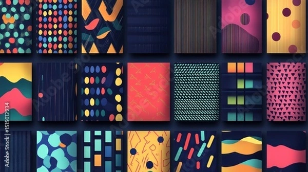 Fototapeta Collection of colorful abstract patterns and textures for design projects.