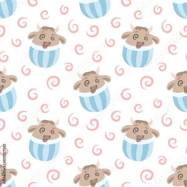 Obraz Seamless pattern with dizzy cow