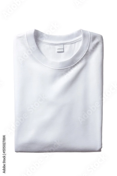 Obraz A perfectly folded, pristine white t-shirt isolated against a dark, black background.