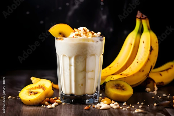 Fototapeta banana smoothie with banana and chocolate