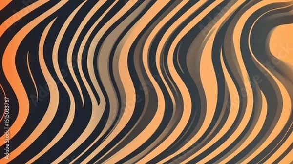 Obraz Abstract orange and black wavy stripes background.