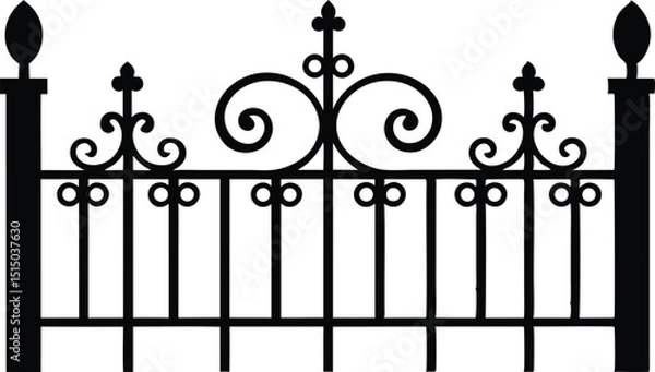 Fototapeta black-ornamental-fence-vector-with-scroll-detailin.eps