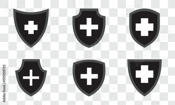 Obraz Medical shield icon. Medical Health Protection Shield Icon Sets, health protection icon, virus protection shield, immune defense icon. Eps 10.