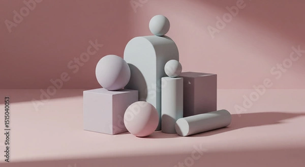 Obraz Minimal Abstract Composition with Geometric Shapes