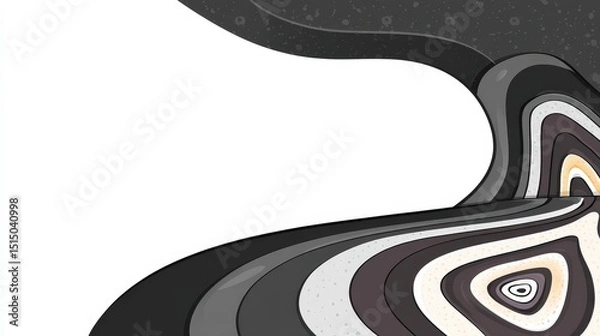 Fototapeta Abstract Geometric Shapes in Black and White with Curved Lines and Smooth Textures