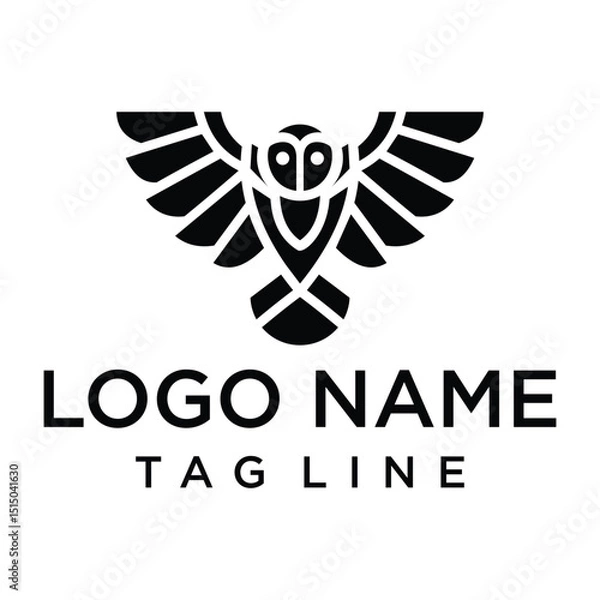 Obraz Modern owl logo with bold geometric shapes and symmetry, perfect for tech, security, education, or creative branding.