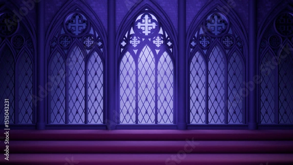 Fototapeta 教会風背景青い夜（blenderで制作の3DCG）