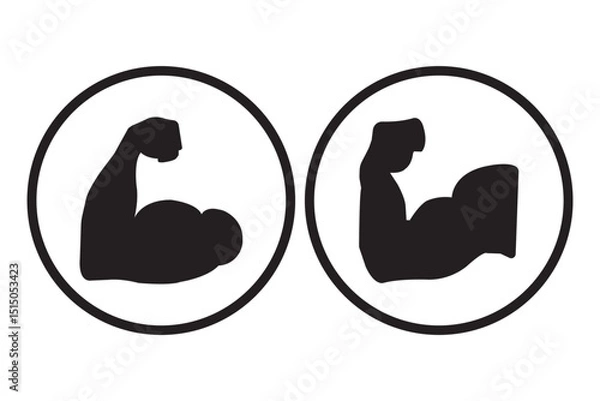 Obraz Flexing arm set icon. Power and strong muscle biceps icons. Vector isolated.