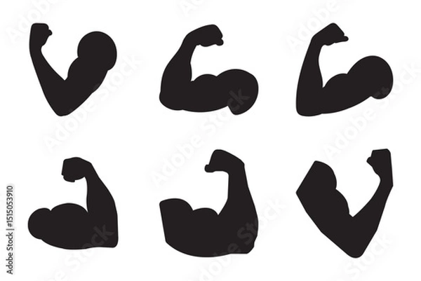 Obraz Strong arm biceps icon vector set illustration. Arm biceps silhouette art.