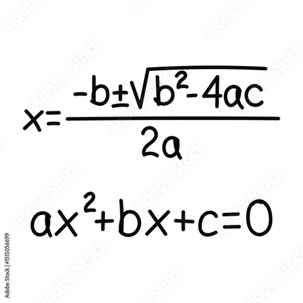 Fototapeta Mathematics Second Degree Equation Hand Drawn