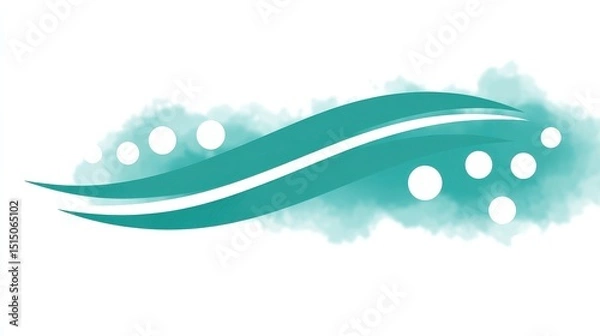 Fototapeta Abstract Wave Design with Soft Blue Tones and Floating Circles for Creative Backgrounds