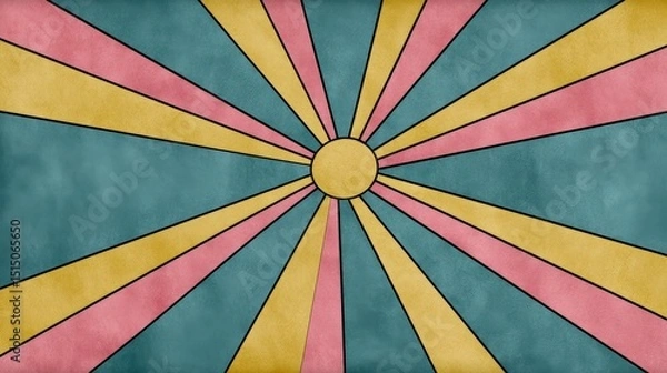 Fototapeta Vibrant Retro Sunburst Pattern with Colorful Rays and Textured Background