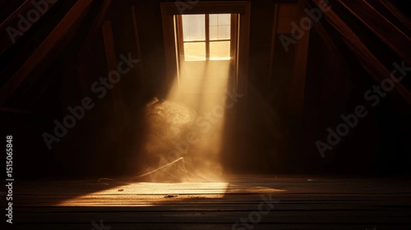 Obraz Sunlight Streaming Through an Attic Window, Creating Dust Particles in the Air