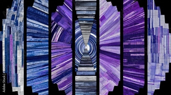 Fototapeta Abstract Image Depicting Vibrant Spectrum of Blue and Purple Lines with Dynamic Movement Effect