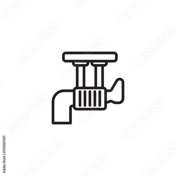 Fototapeta An outline icon resembling a faucet or tap, with a square base and a spigot. This could represent water, plumbing, or hydrotherapy.