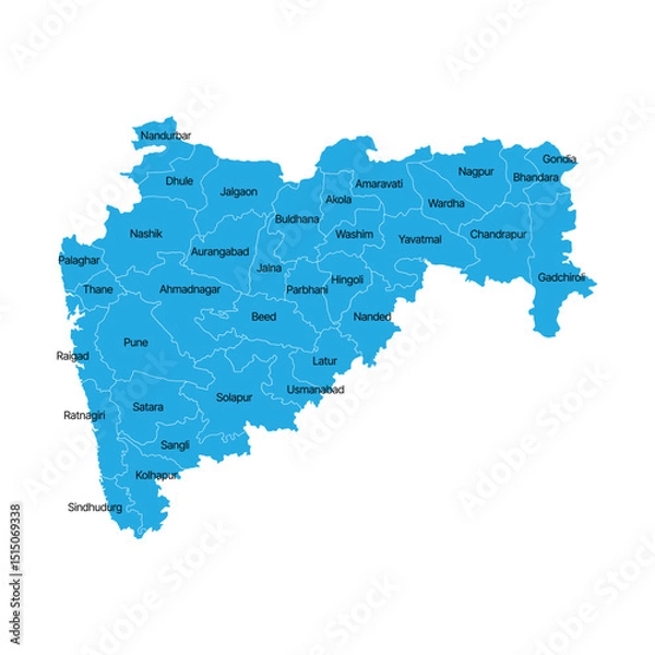 Obraz Maharashtra Blue Map White Background
