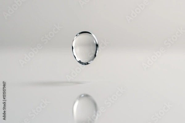 Obraz Crystal Clear Water Drop Floating with Reflection
