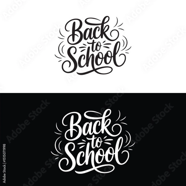 Obraz Back to school typography caligraphy concept vector illustration.