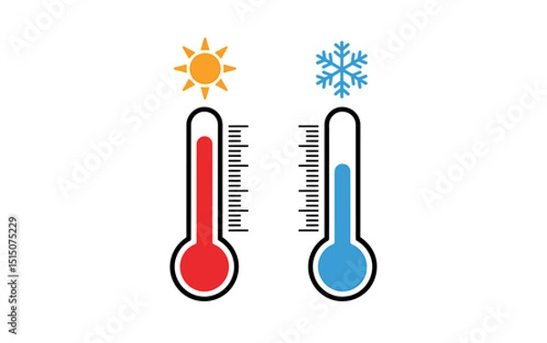 Obraz Hot and Cold Two Thermometers Illustrating Temperature Differences