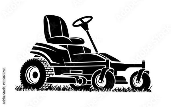 Obraz A Black and White Illustration of a Riding Lawn Mower