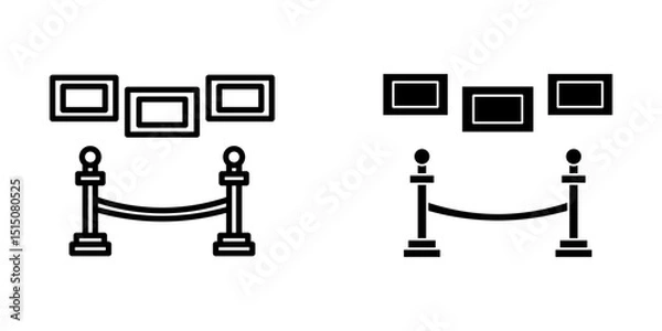 Fototapeta Exhibition of paintings. Picture gallery set Icon Symbol isolated white background. vector illustration. color editable.