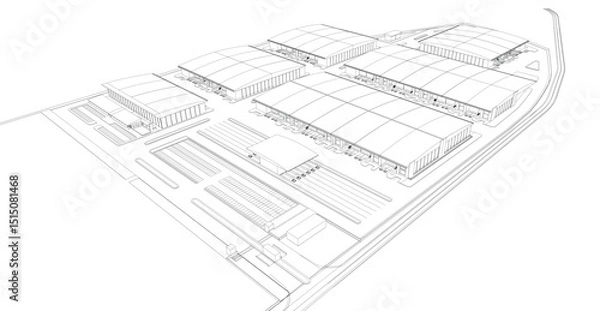 Fototapeta 3d wireframe of building. sketch design.Vector