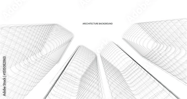 Fototapeta 3d wireframe of building. sketch design.Vector
