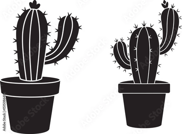 Obraz Potted Cactus Silhouettes
